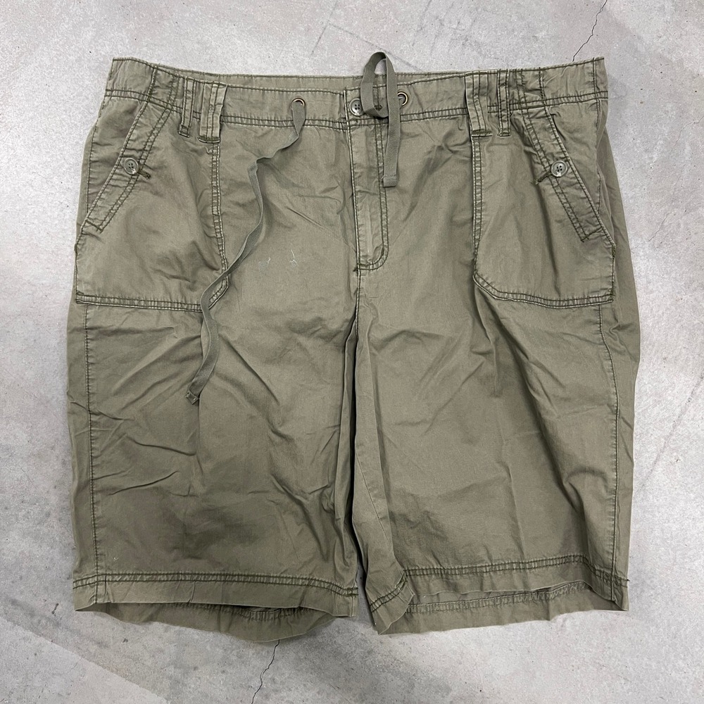 St. John's Bay Women's Plus 24W Olive Green Utility Cargo Shorts Drawstring